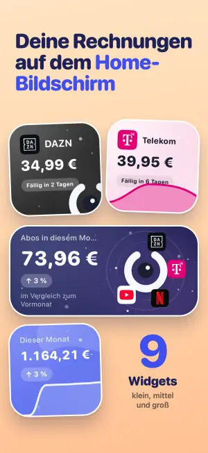 Deine Rechnungen auf dem Home-Bildschirm