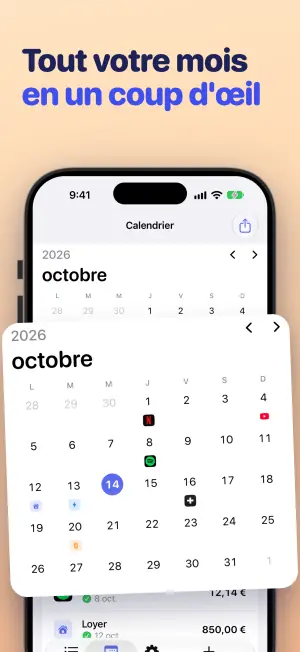 Tout votre mois en un coup d'œil