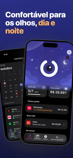 Confortável para os olhos, dia e noite